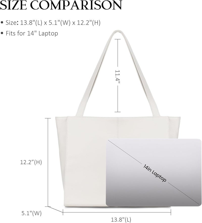 befen Genuine Leather Tote Bag for Women Work, Women's Leather Shoulder Bags Purses Satchel Handbags with Laptop Compartment - Image 4